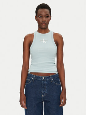 Calvin Klein Jeans Calvin Klein Jeans Top Monologo J20J225301 Modrá Slim Fit