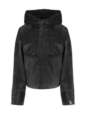 OPRA OPRA Kurtka skórzana OP-ZAHRA-GRAPHITE OPRA  Czarny Regular Fit