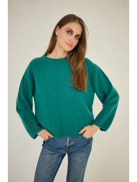 Entelier Entelier Sweter dekolt łódka Zielony Comfortable Fit
