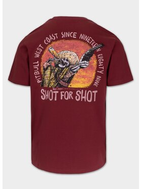 PITBULL PITBULL T-Shirt Koszulka męska SHOT FOR SHOT 3XL Bordowy Regular Fit