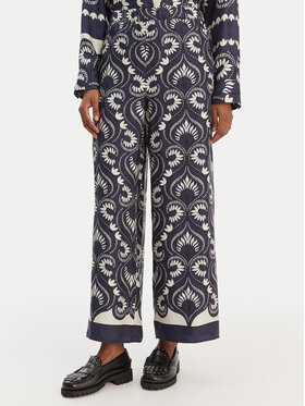 Weekend Max Mara Weekend Max Mara Bavlnené nohavice Ottico 2615131011 Tmavomodrá Wide Leg