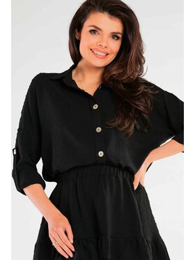 Awama Awama Koszula A425 Czarny Basic Fit