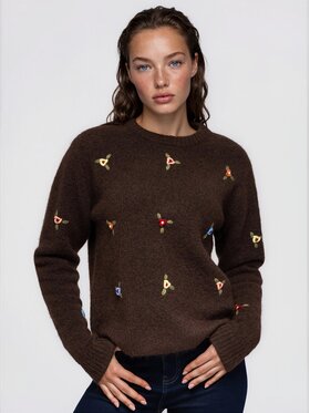 Ombre Ombre Sweter OW-SW-E0047 Brązowy Regular Fit