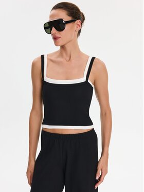 Nudyess Nudyess Top Lisa z prążka Czarny Slim Fit
