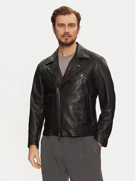 BOSS BOSS Kurtka skórzana Jolush 50530258 Czarny Regular Fit