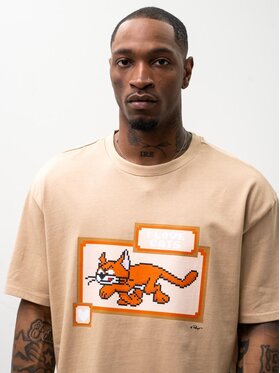 Smerfy Smerfy T-Shirt Szeroka luźna Klakier pixel 131798 Beżowy Oversize