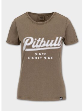PITBULL PITBULL T-Shirt Koszulka damska ANGEL LOGO S Brązowy Regular Fit