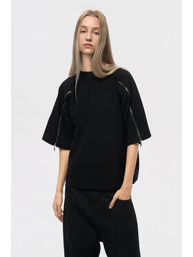 2005 2005 T-Shirt Zip Czarny Oversize