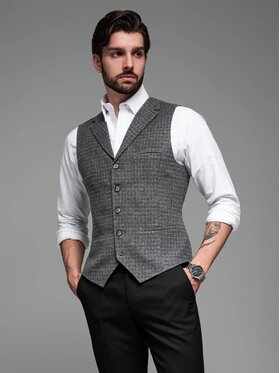 Ombre Ombre Kamizelka OM-BLZV-0110 Czarny Regular Fit