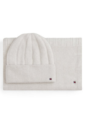 Tommy Hilfiger Tommy Hilfiger Set Schal und Mütze Flag Fluffy AW0AW17994 Beige