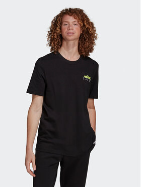 adidas adidas T-Shirt GRAPHICS BEHIND THE TREFOIL T-Shirt HE3053 Czarny Regular Fit