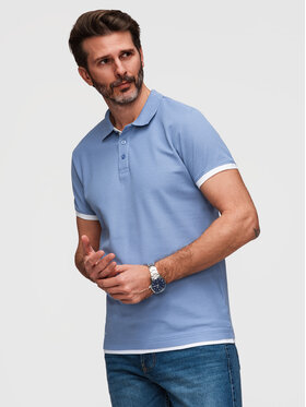 Ombre Ombre Polo OM-POSS-0170 Niebieski Slim Fit
