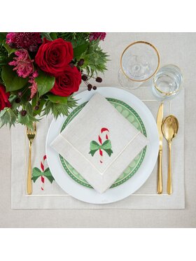 Roseberry Home Roseberry Home Podkładka na stół Candy Cane & Mistletoe Mirha Beżowy