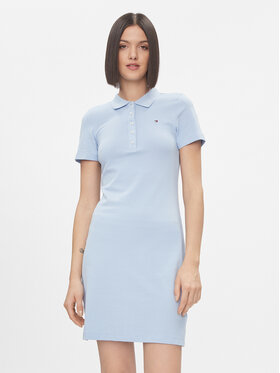 Tommy Hilfiger Tommy Hilfiger Ljetna haljina 1985 Slim Pique Polo Dress Ss WW0WW37853 Plava Regular Fit
