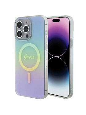 Guess Guess Etui na telefon IML Iridescent MagSafe Turkusowy