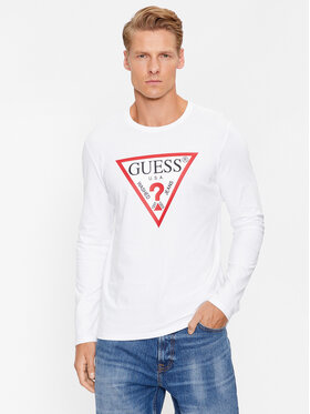 Guess Guess Pikkade varrukatega T-särk Original Logo M2YI31 I3Z14 Valge Slim Fit