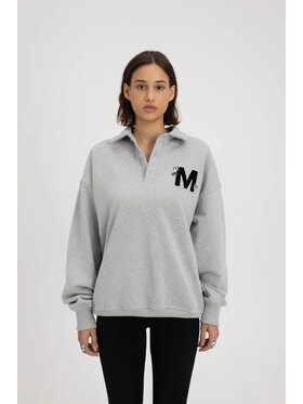 Misaga Misaga Bluza BADGE RUGBY Szary Relaxed Fit
