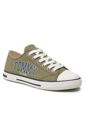 Tommy Hilfiger Tommy Hilfiger Sneakers aus Stoff Low Cut Lace-Up Senaker T3X4-32208-1352 S Grün