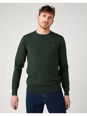 Wrangler Wrangler Sweter CREW KNIT Zielony Regular Fit