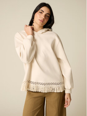 Oltre Oltre Bluza G884J004813N021 Kremowy Baggy Fit