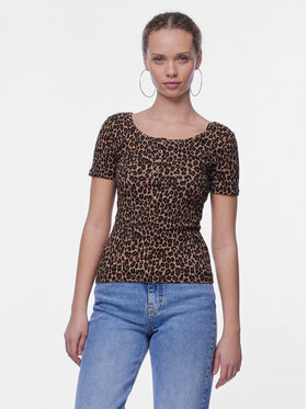 Pieces Pieces Póló Kitte 17148392 Barna Slim Fit