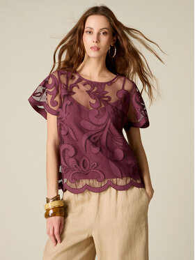 Oltre Oltre Bluzka 2046J000811N022 Fioletowy Boxy Fit