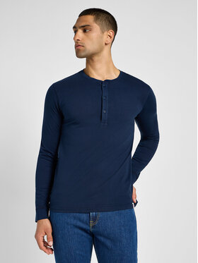Lee Lee T-Shirt LS HENLEY Niebieski Regular Fit