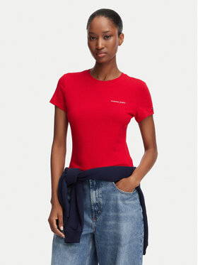 Tommy Jeans Tommy Jeans T-Shirt Ess Logo DW0DW23479 Σκούρο κόκκινο Slim Fit