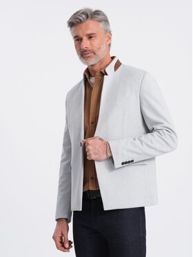 Ombre Ombre Marynarka OM-BLZB-0131 Szary Regular Fit