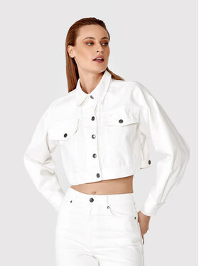 Simple Simple Veste en jean KUD003 Blanc Regular Fit