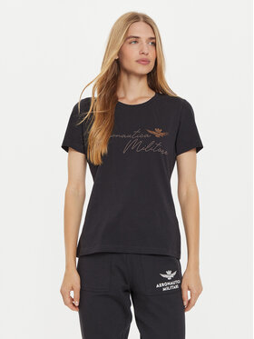 Aeronautica Militare Aeronautica Militare T-shirt 242FE1970DF567 Crna Regular Fit