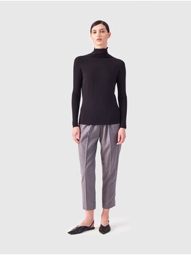 Helene Galwas Helene Galwas Longsleeve z lekkiego modalu Czarny Slim Fit