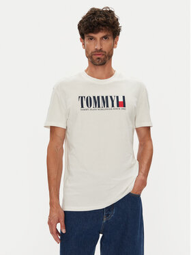 Tommy Jeans Tommy Jeans Marškinėliai Dna Flag DM0DM21941 Balta Regular Fit