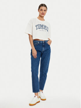 Tommy Jeans T-shirt DW0DW18420 Écru Oversize