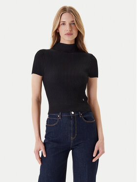 Guess Guess Bluză cu gât W5YR04 Z0040 Negru Regular Fit