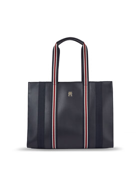 Tommy Hilfiger Tommy Hilfiger Sac à main Th Identity Med Tote Corp AW0AW15882 Bleu marine
