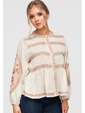 Ombre Ombre Koszula OW-SH-E0040 Beżowy Loose Fit