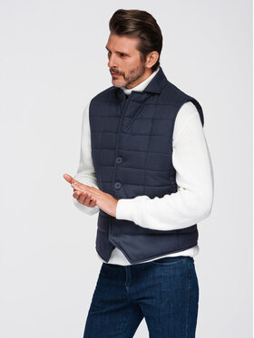 Ombre Ombre Kamizelka OM-JAVJ-0275 Granatowy Regular Fit