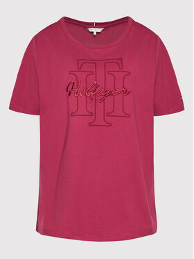 Tommy Hilfiger Curve Tommy Hilfiger Curve T-Shirt Script Logo WW0WW34320 Růžová Regular Fit