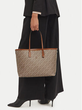 Tommy Hilfiger Tommy Hilfiger Τσάντα Th Monoplay Leather Tote AW0AW17416 Ανοιχτό μπεζ