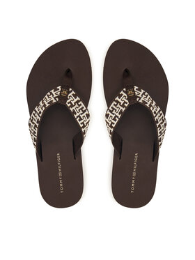 Tommy Hilfiger Tommy Hilfiger Šlepetės per pirštą Corportate Sandal FW0FW09610 Ruda