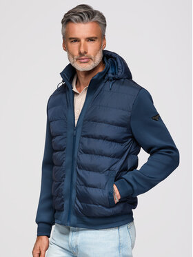 Ombre Ombre Kurtka przejściowa OM-JALP-0298 Granatowy Regular Fit