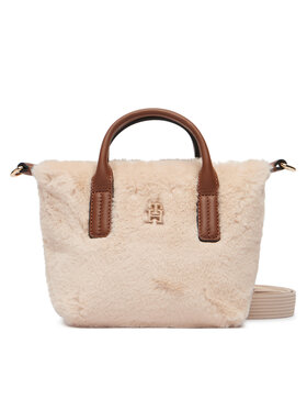Tommy Hilfiger Tommy Hilfiger Soma Popette Micro Tote Faux Fur AW0AW19311 Gaiši bēša