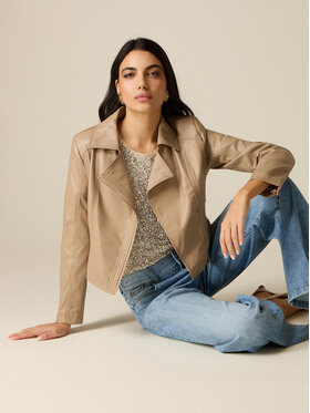 Oltre Oltre Giacca in similpelle R371R002351N013 Crema Boxy Fit