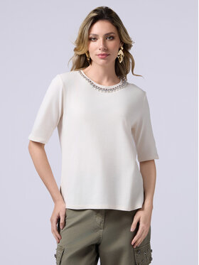 Oltre Oltre T-Shirt G360J004137N021 Biały Slim Fit