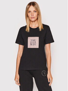 Trussardi Trussardi T-Shirt Logo 56T00505 Czarny Regular Fit