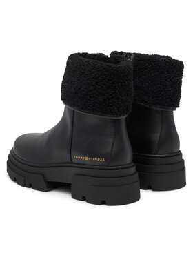 Tommy Hilfiger Tommy Hilfiger Škornji Shearling Fold Chunky Ankle Boot FW0FW09677 Črna
