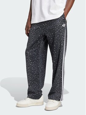 adidas adidas Spodnie dresowe Firebird Loose Leopard Czarny Loose Fit