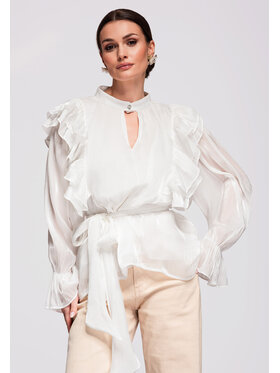 Ombre Ombre Bluzka OW-TS-E0020 Biały Loose Fit