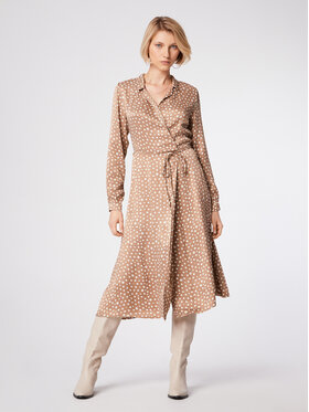 Simple Simple Kleid für den Alltag SUD514-04 Beige Regular Fit
